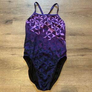 Nike Women's Purple Geometric One Piece Swimsuit Size 8